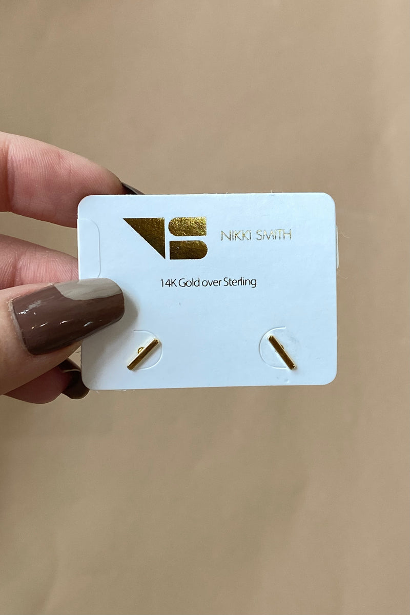 mode, dainty bar studs