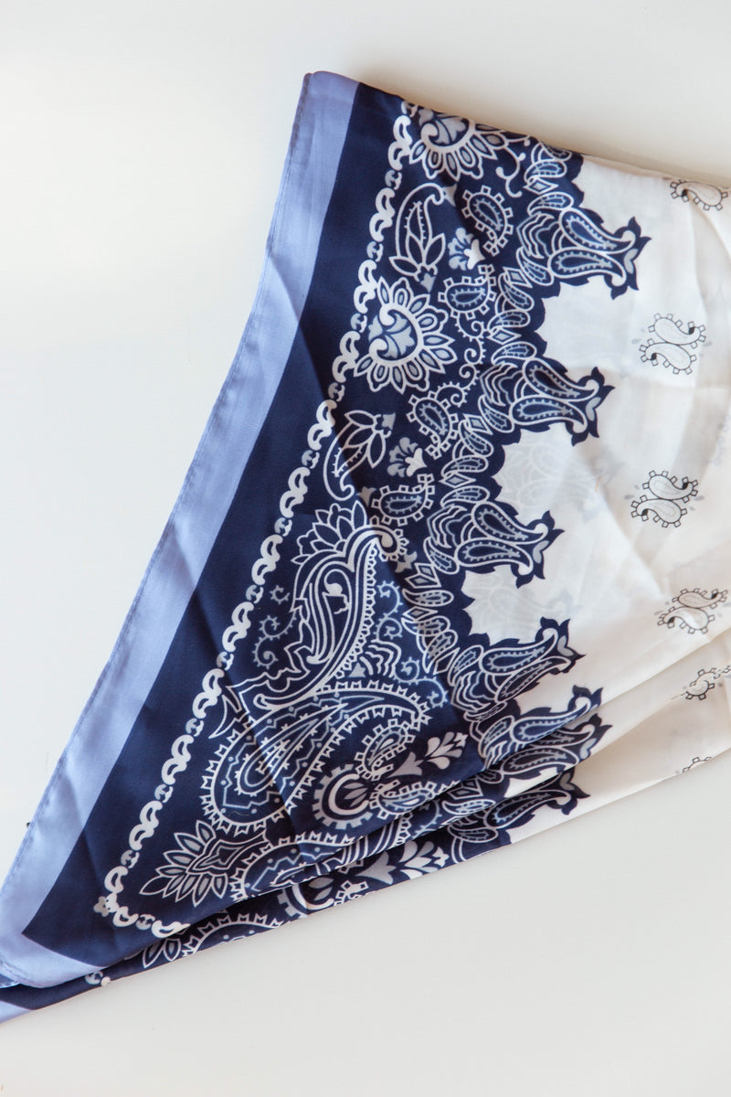 mode, paisley border square scarf