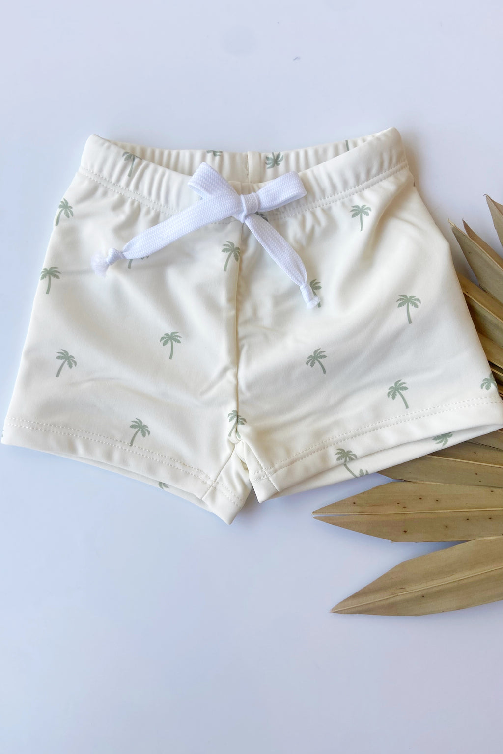 mode, palm tree swim shorts