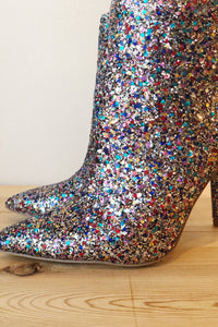 mode, shine bright glitter bootie