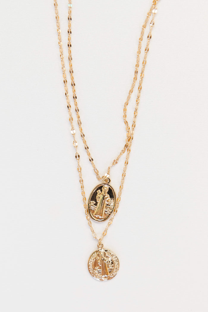 mode, duo coins necklace