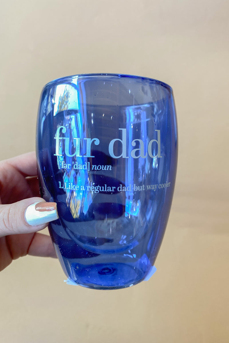 fur dad stemless glass