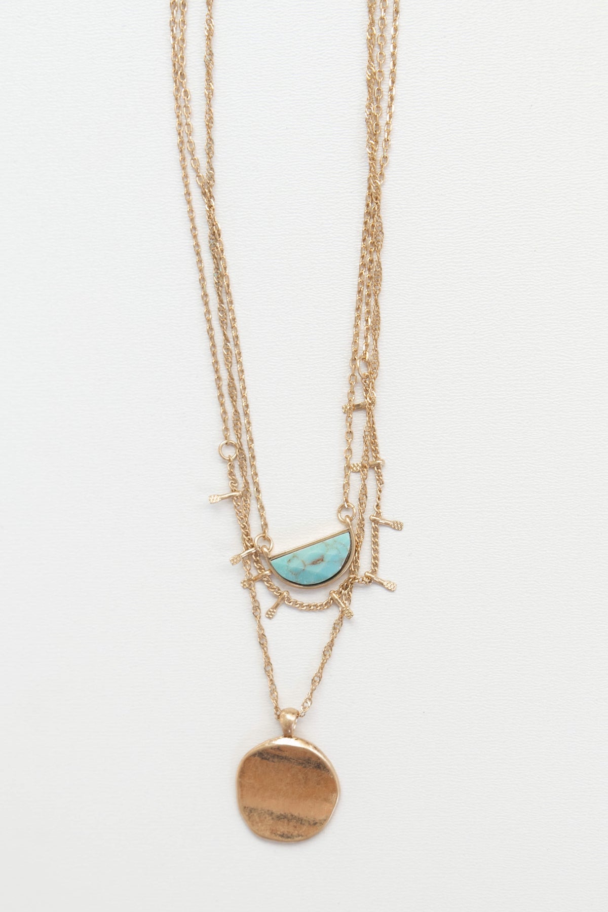 mode, sun stone layers necklace