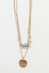 mode, sun stone layers necklace