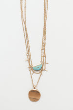 mode, sun stone layers necklace