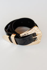 mode, hammered buckle belt