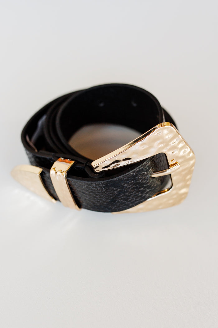 mode, hammered buckle belt