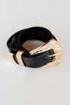 mode, hammered buckle belt