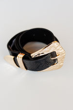 mode, hammered buckle belt