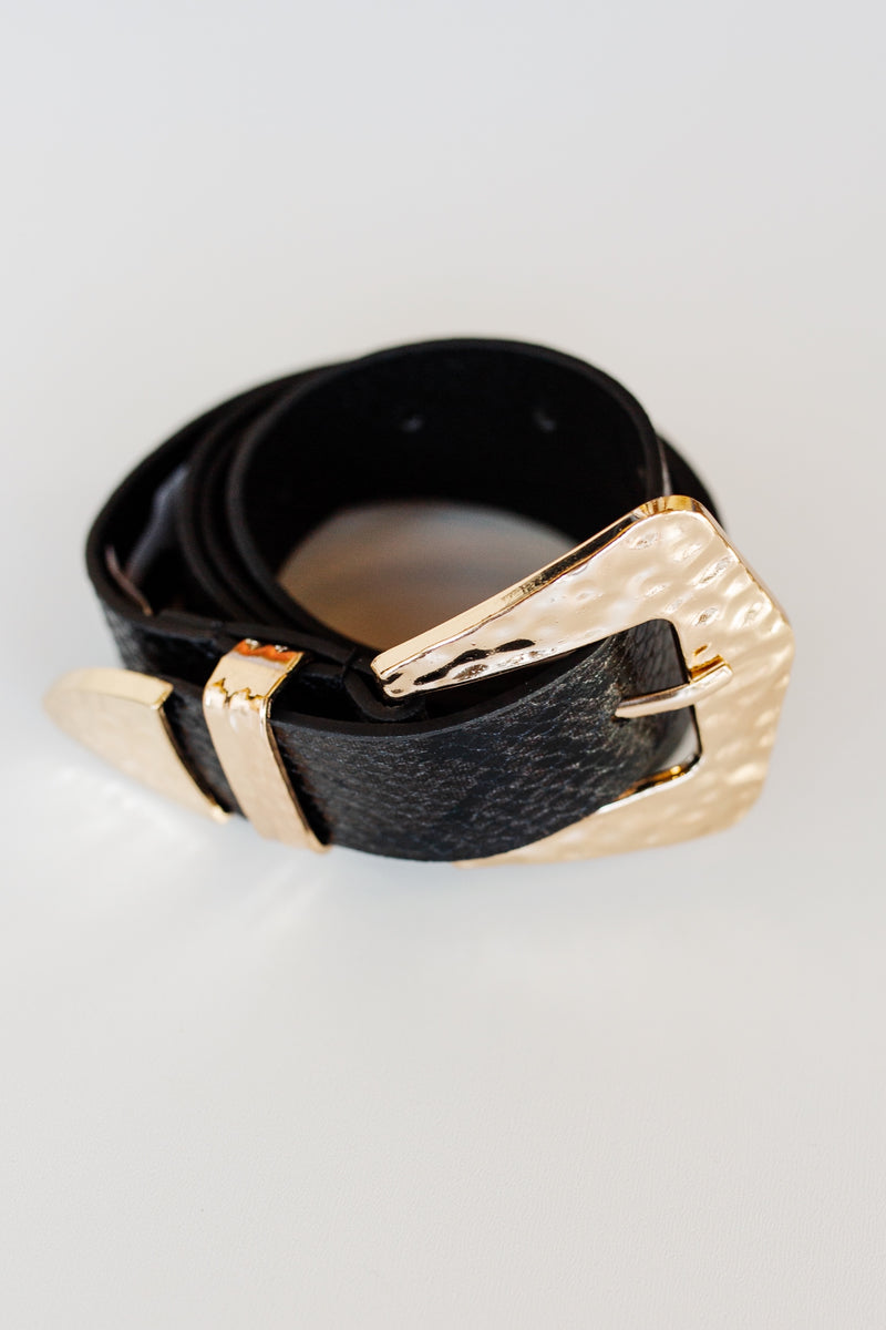 mode, hammered buckle belt
