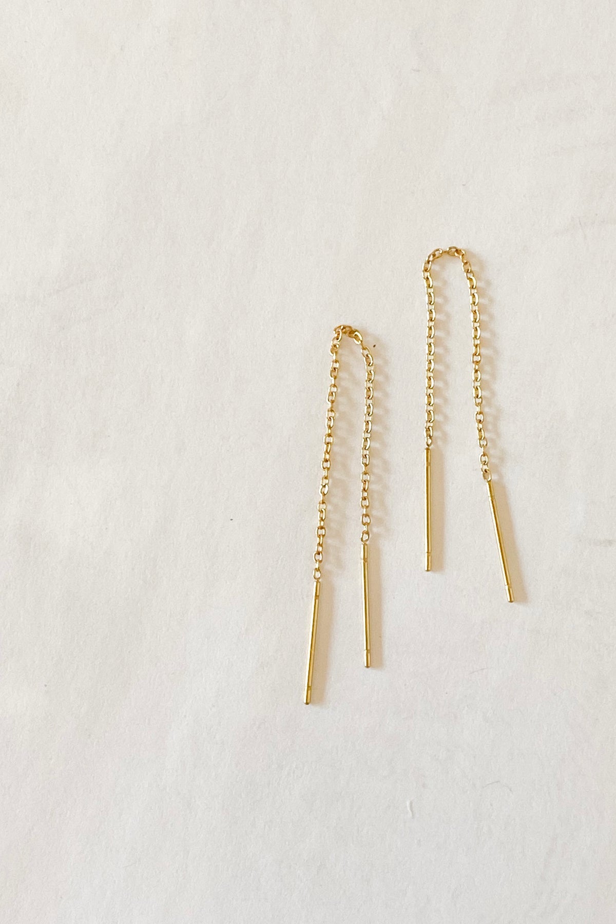 mode, threader dainty drop earrings