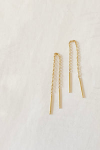 mode, threader dainty drop earrings
