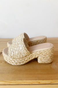 mode, tahiti woven platform heels
