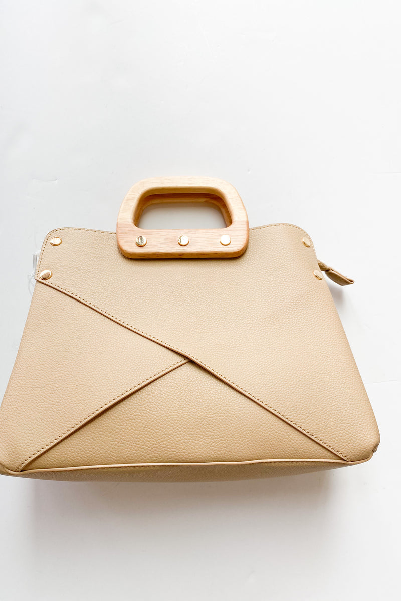 mode, wooden details bag