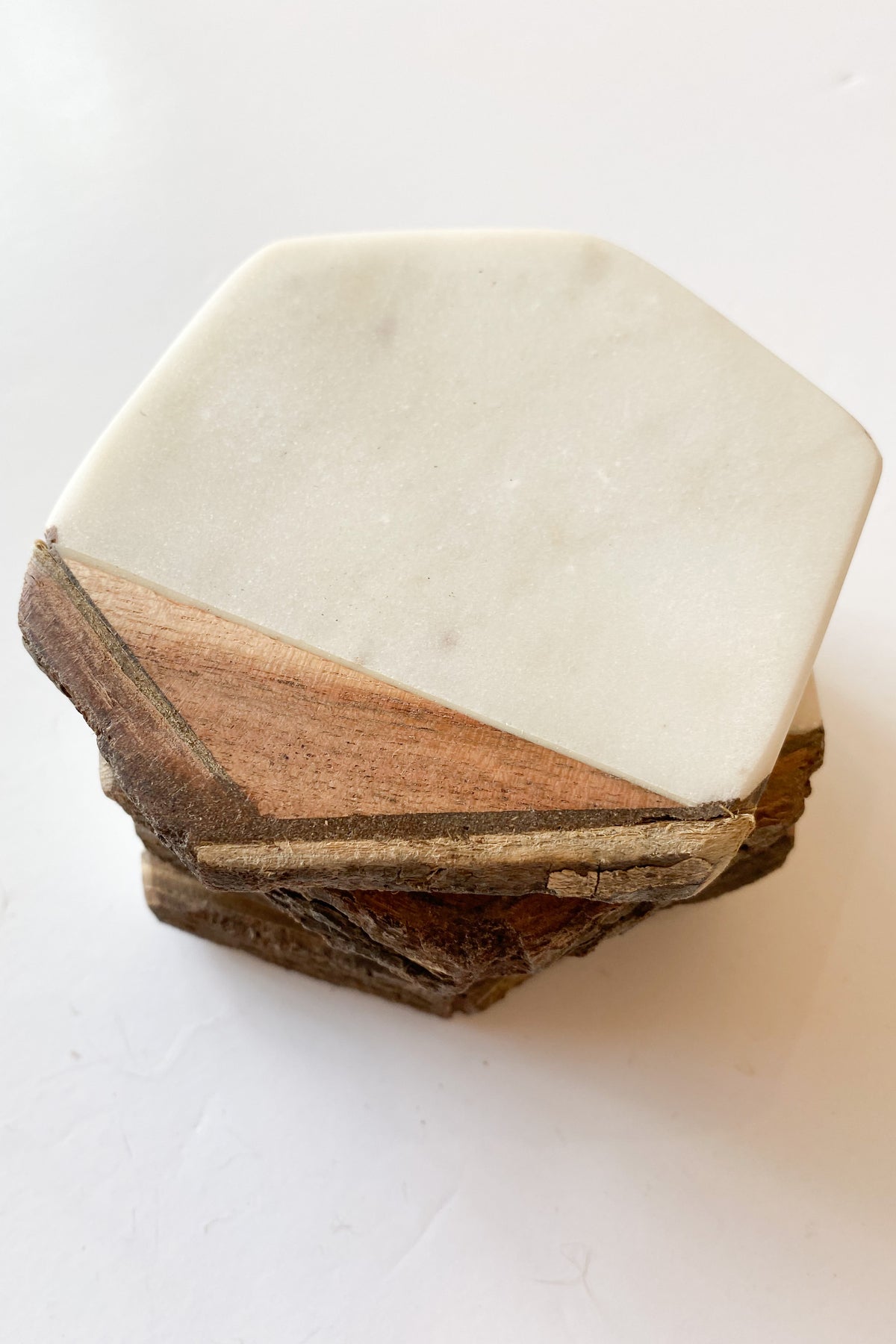 mode, marble + wood coaster set