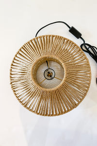 mode, table top woven lamp