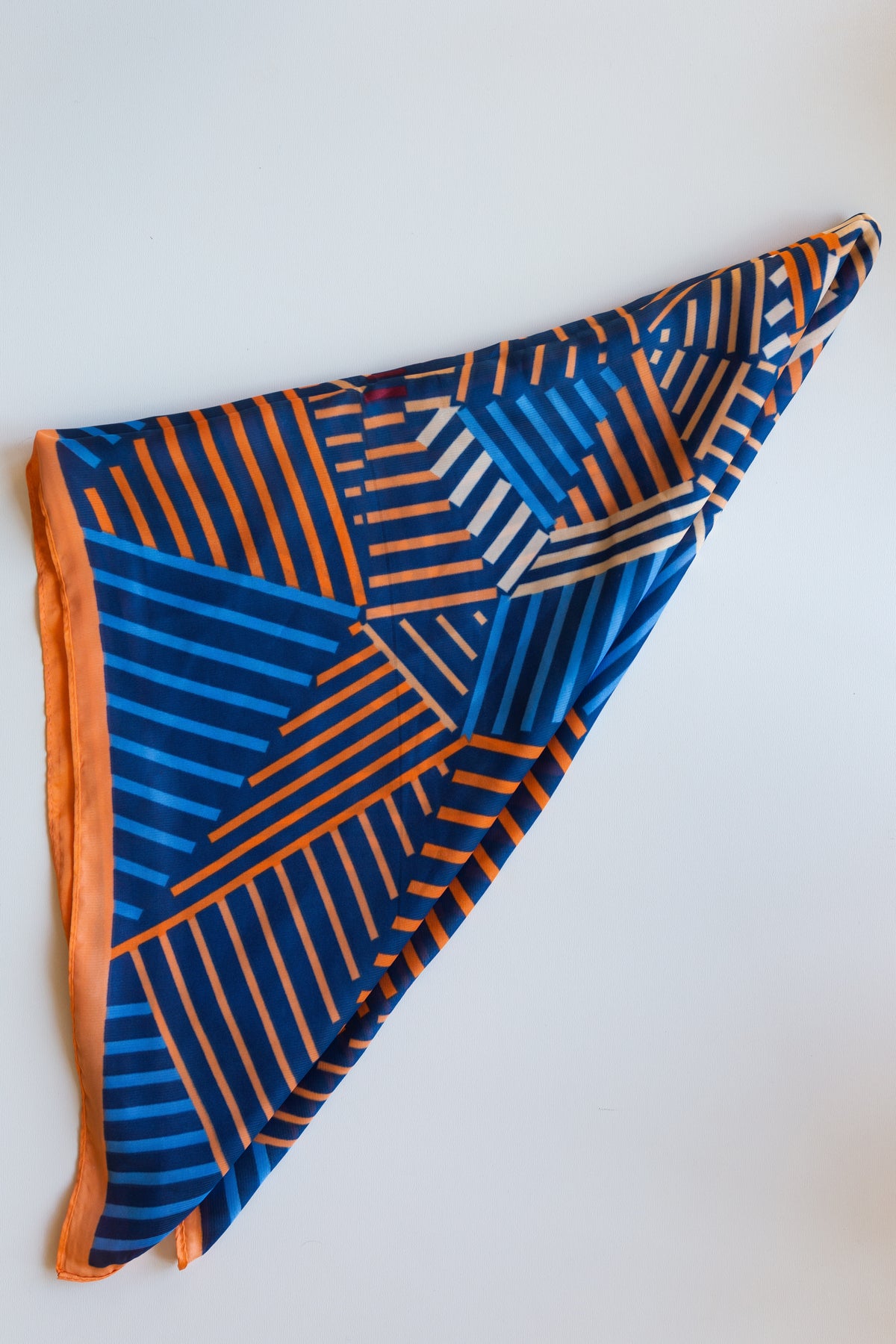 mode, org + blue combo square scarf