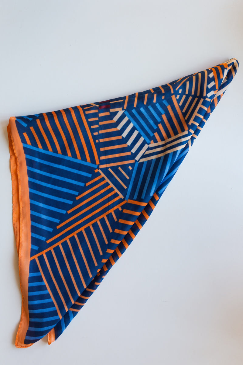 mode, org + blue combo square scarf