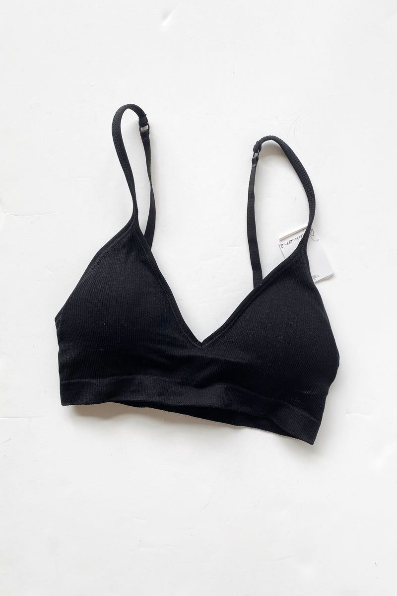 mode, deep v ribbed bralette