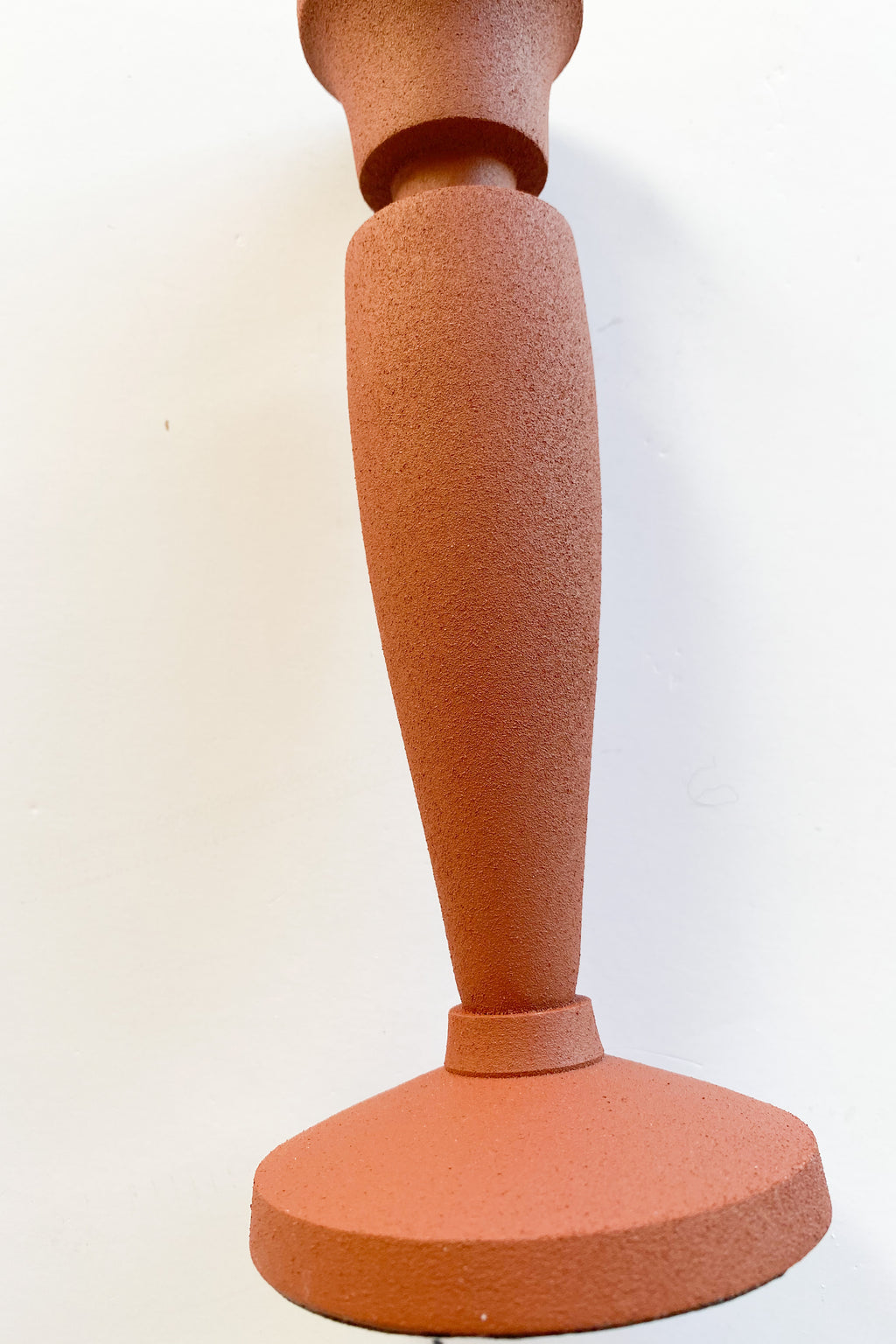 mode, textured metal taper holder, terra-cotta