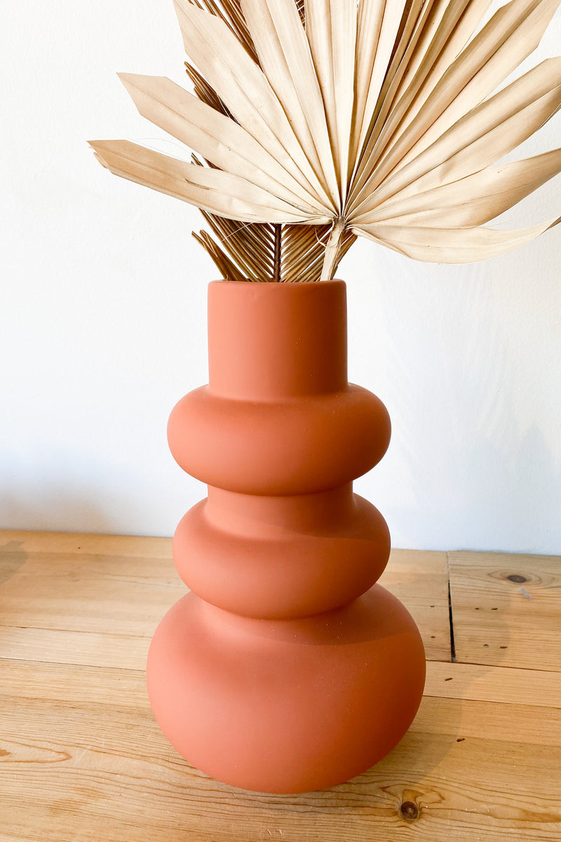 stoneware vase with latex glaze terracotta