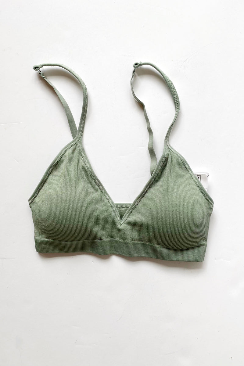 mode, deep v ribbed bralette