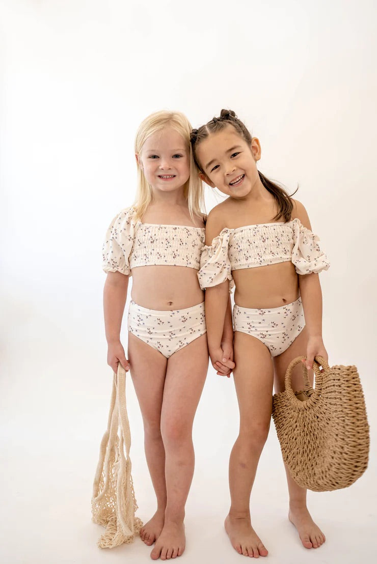 mode, charlie floral smocked bikini