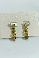 mode, finley baguette hoops emerald
