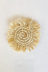 mode, straw grass coasters with fringe