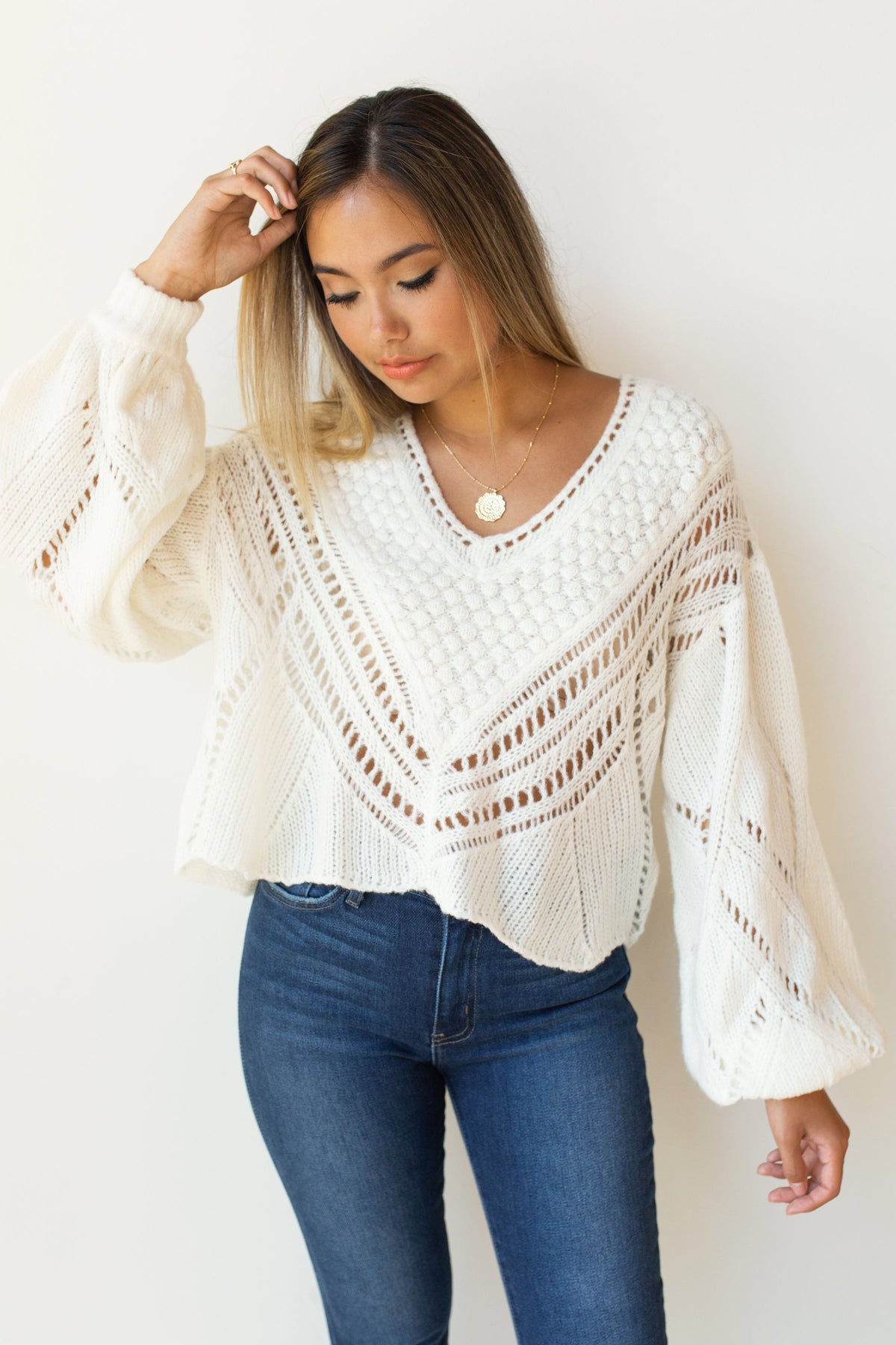 mode, snowball sweater