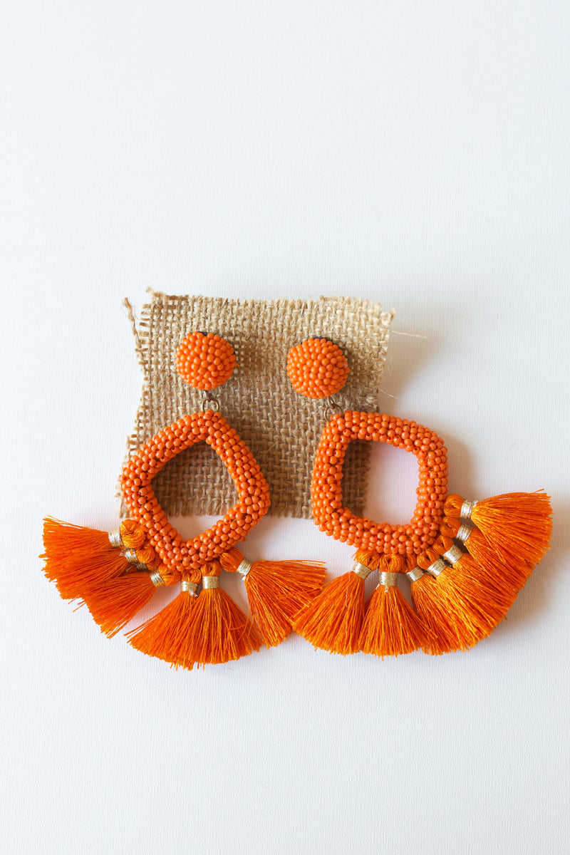 mode, mandarine tassel earring