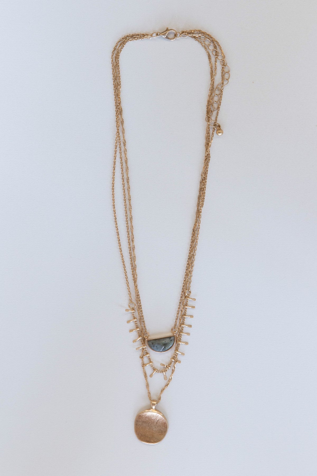 mode, sun stone layers necklace
