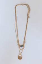 mode, sun stone layers necklace