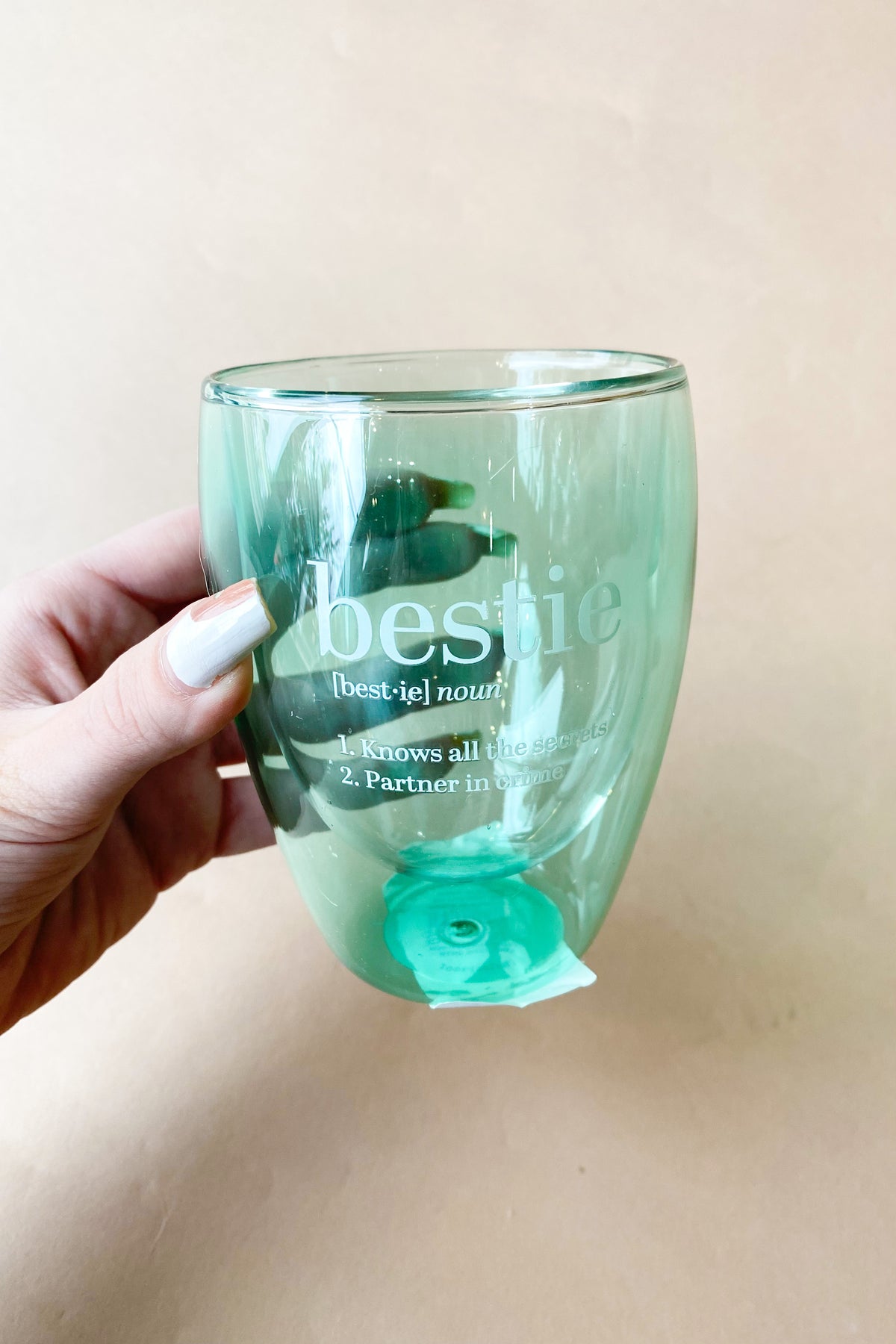 mode, bestie stemless glass