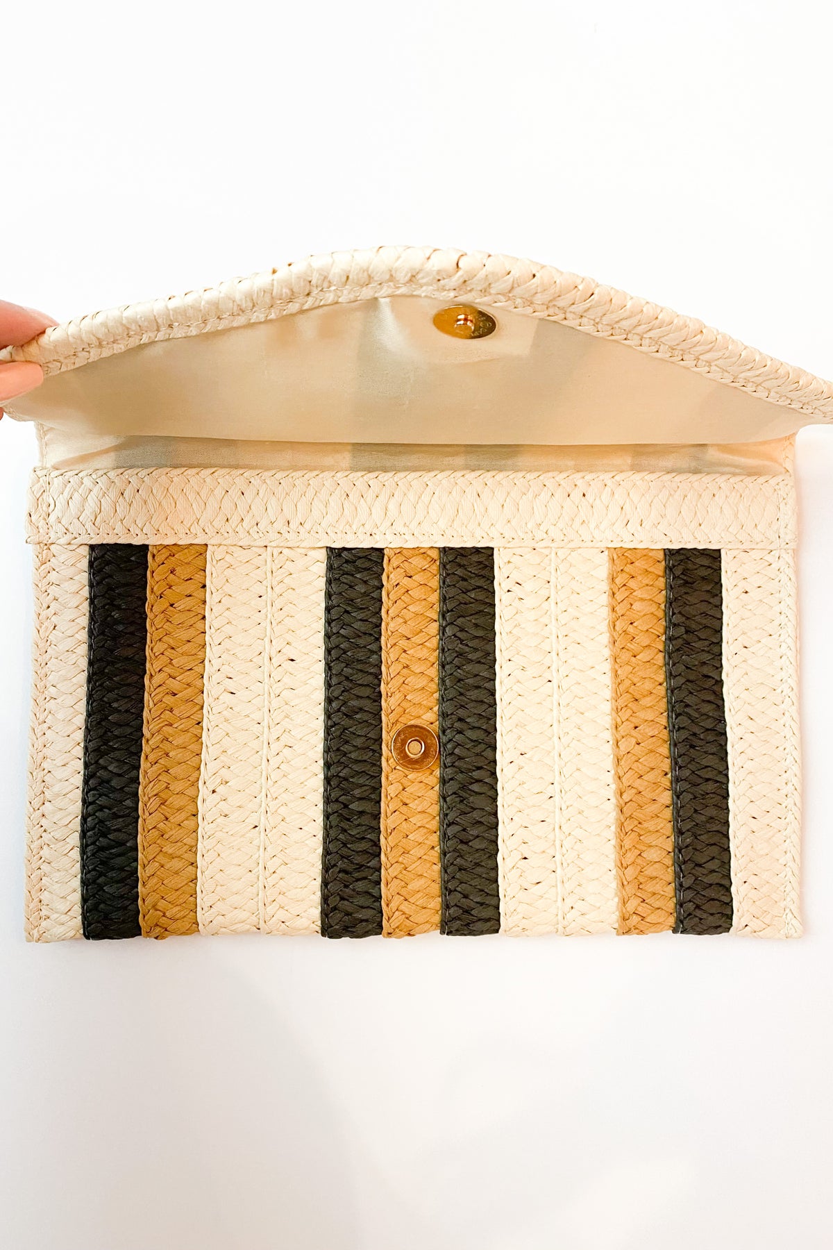 mode, beltran clutch, black multi