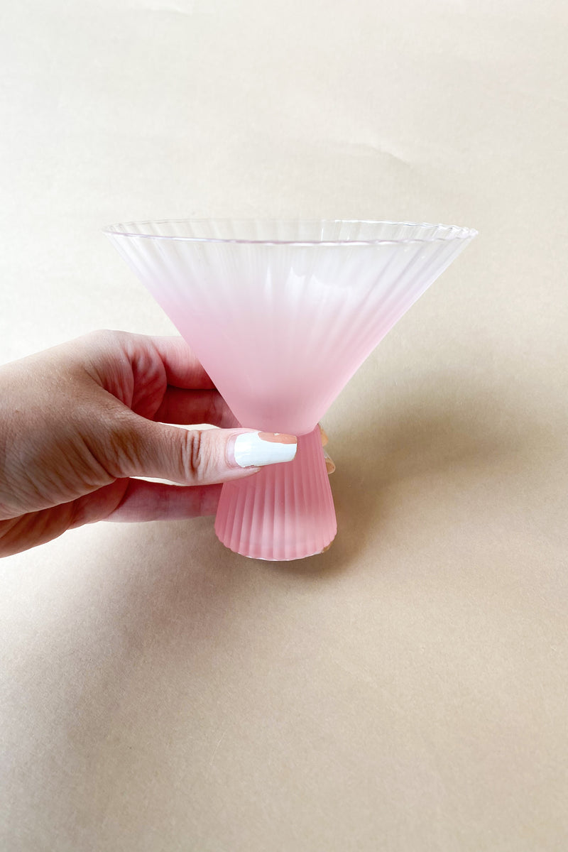 mode, beveled martini glass pink