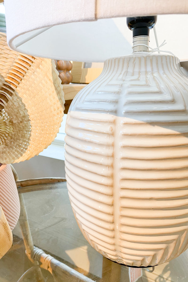 jessie embossed lamp with cotton shade