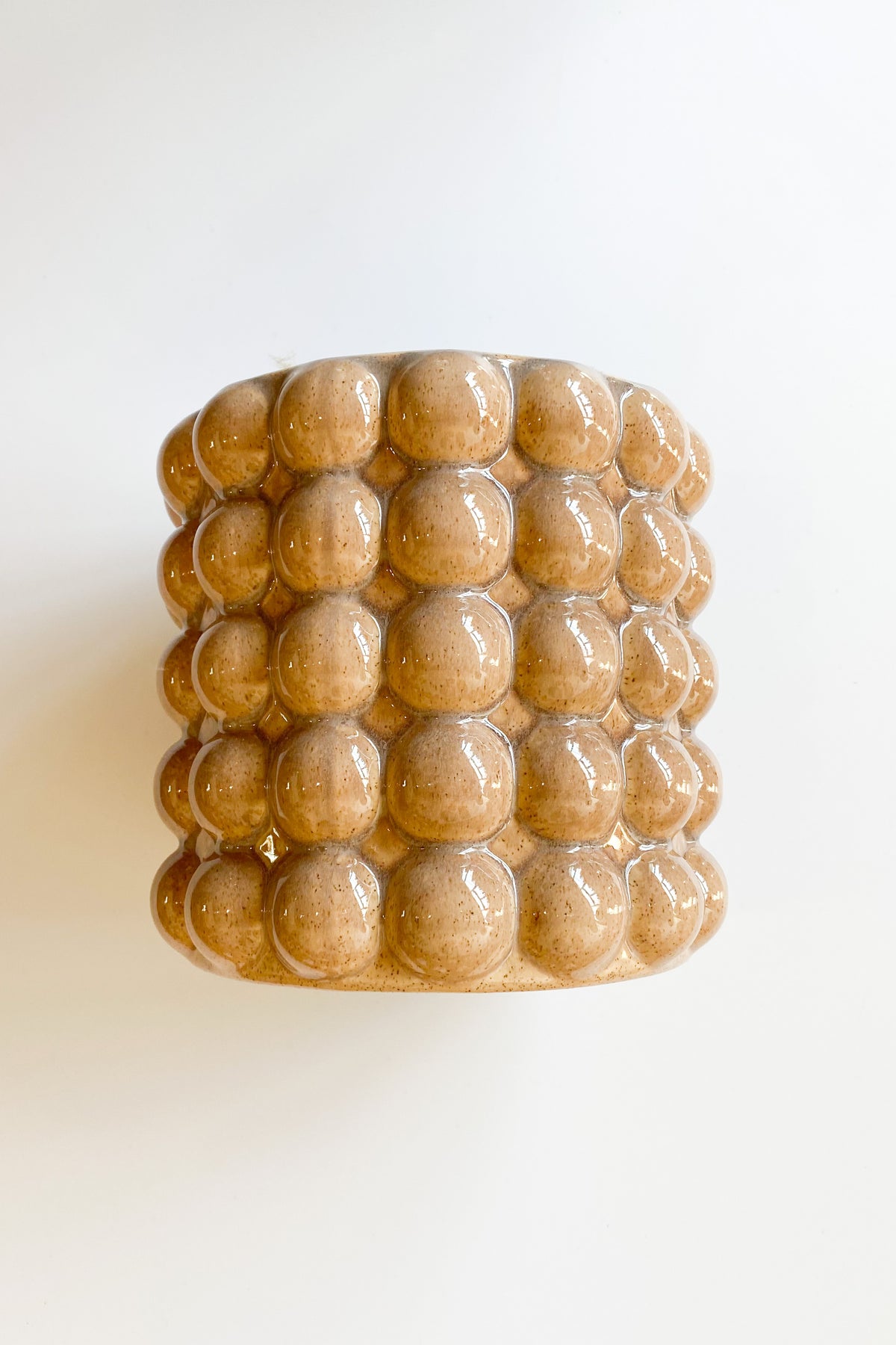 mode, embossed stoneware planter brown