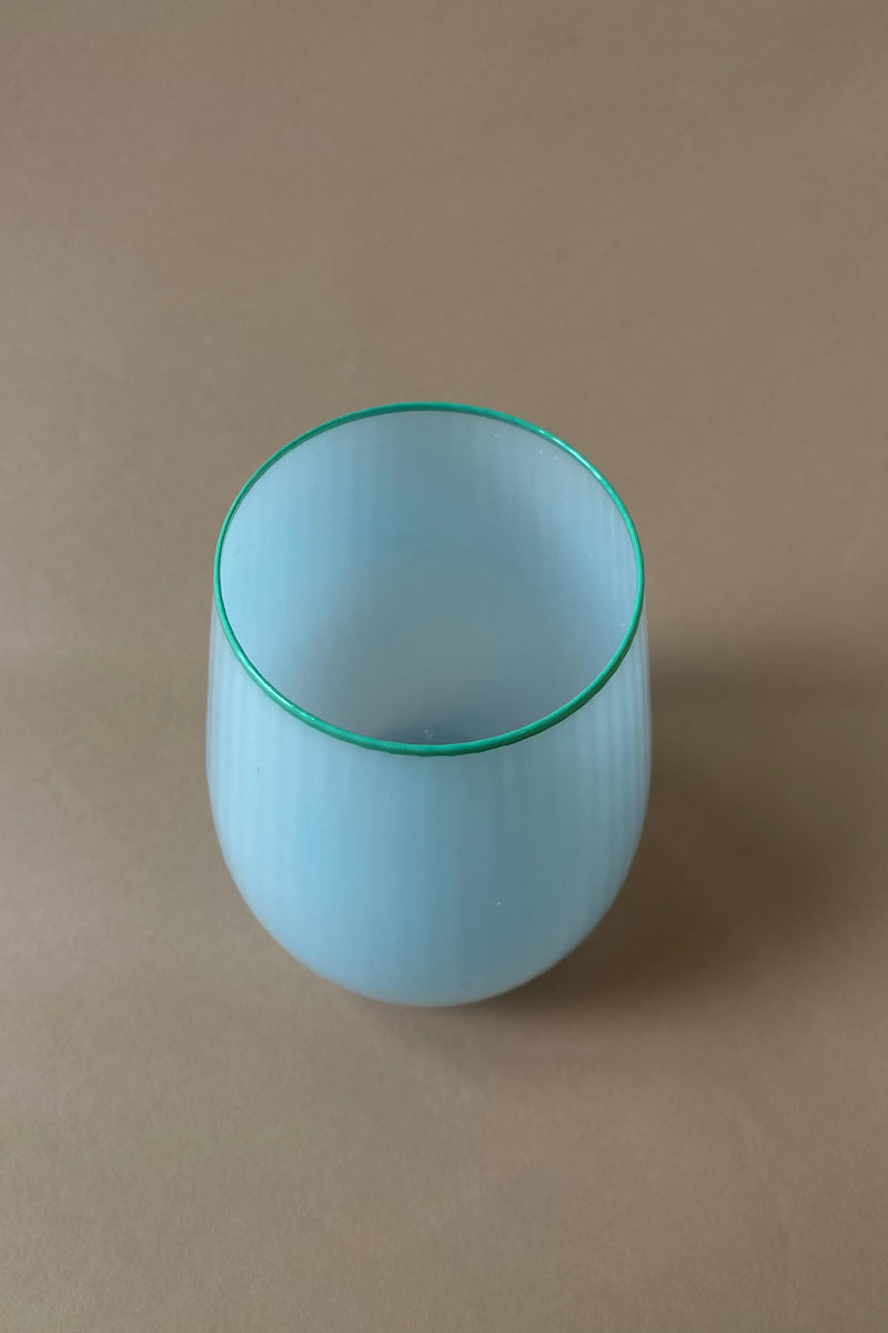 mode, beveled stemless light blue