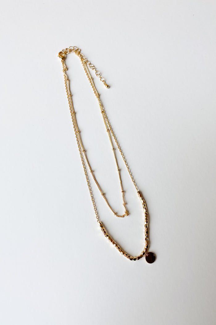 mode, shout out circle drop necklace