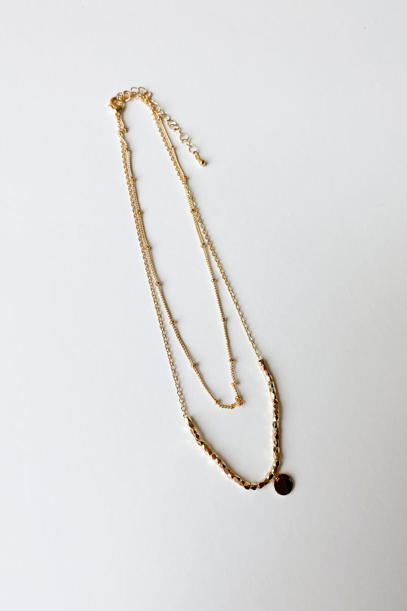 mode, shout out circle drop necklace