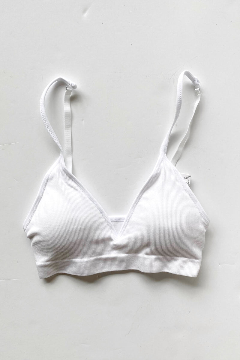 mode, deep v ribbed bralette