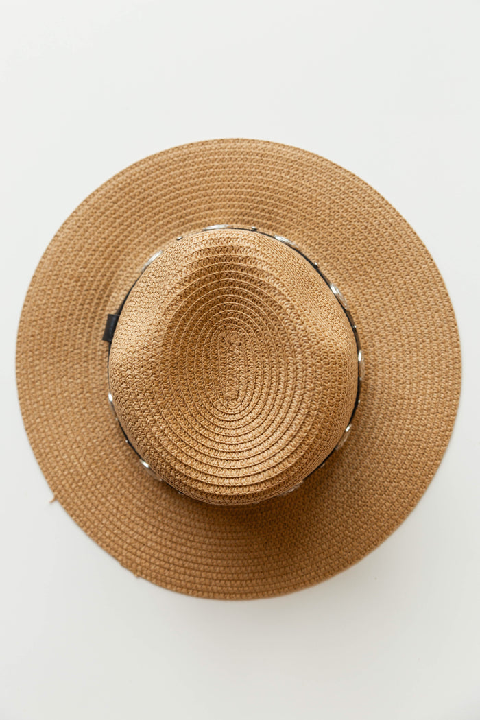 mode, medallion trim hat