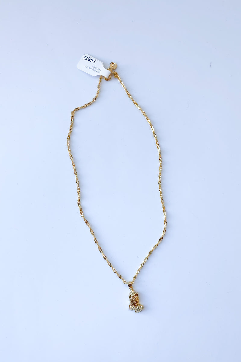 mode, praying hands necklace