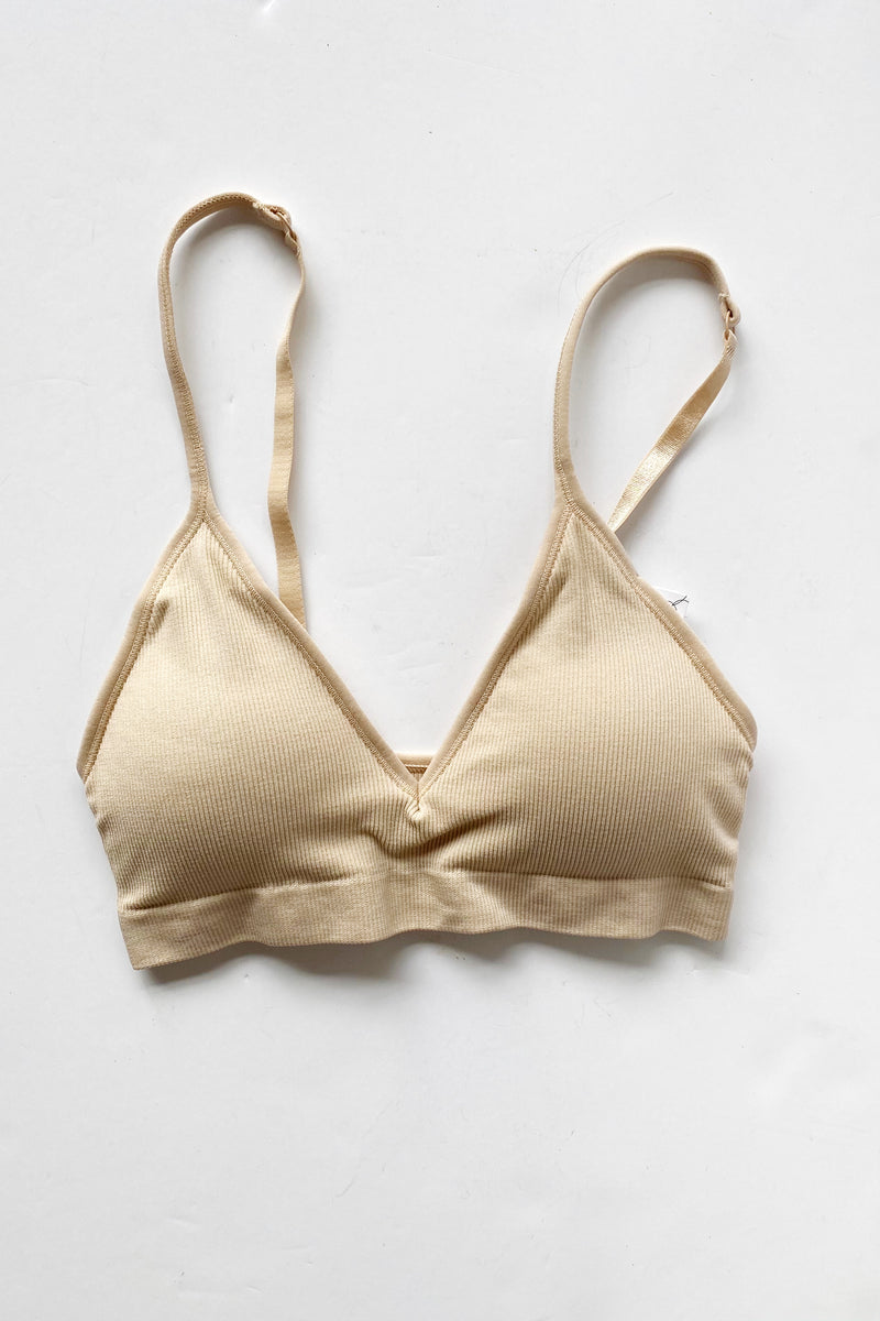 mode, deep v ribbed bralette