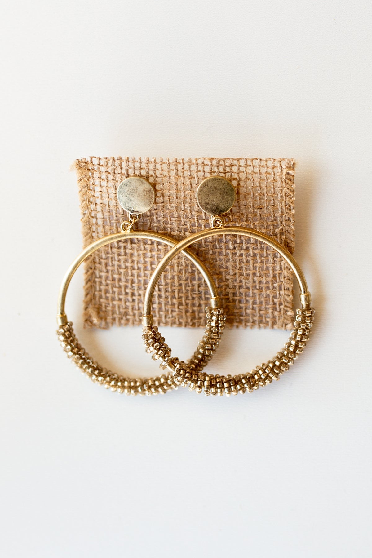 mode, soft golden beaded hoop