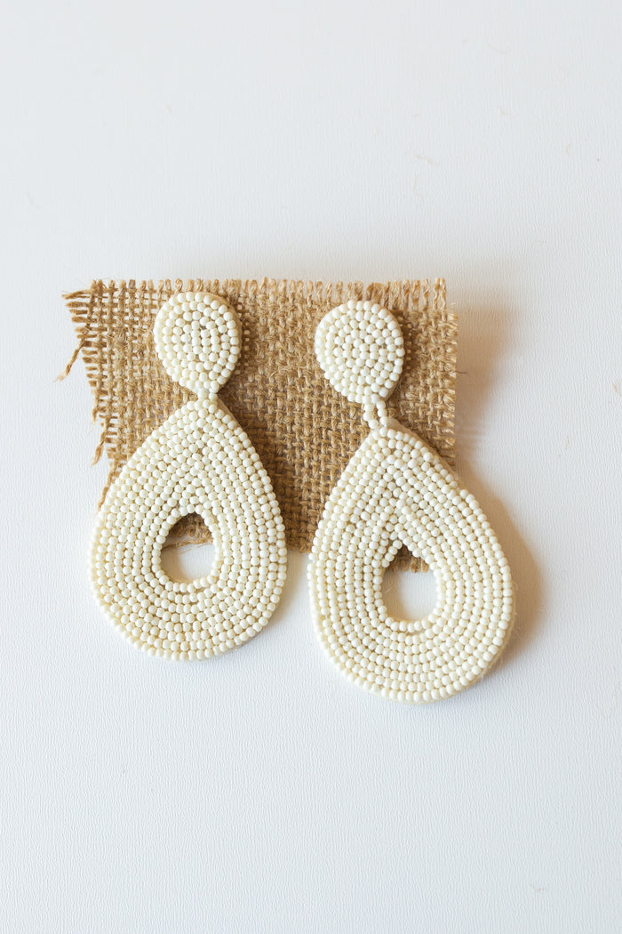 mode, ivory beaded tears earring