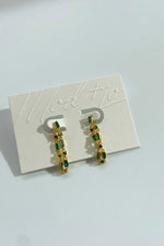 mode, finley baguette hoops emerald