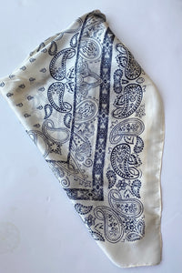 mode, ivory + navy paisley scarf
