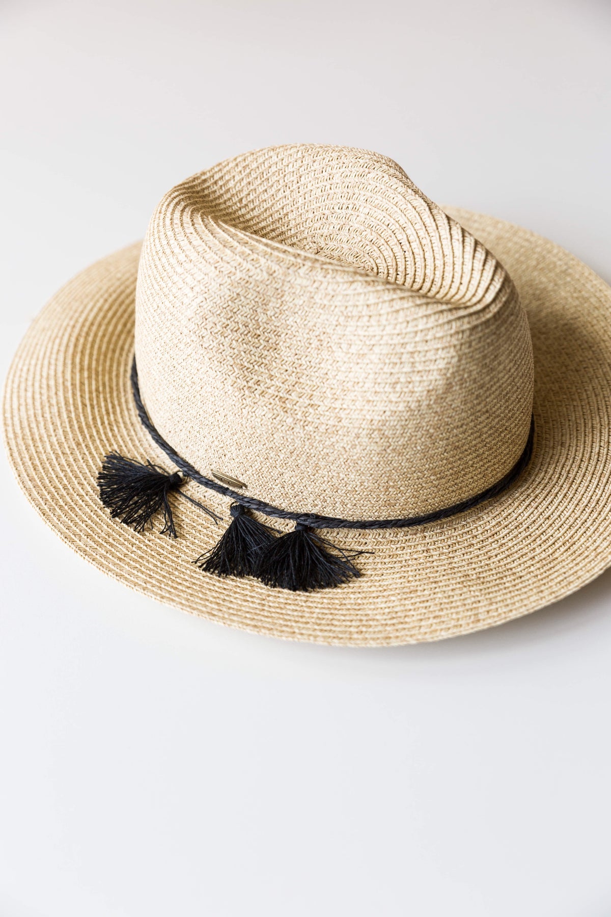 mode, triple tassel trim hat